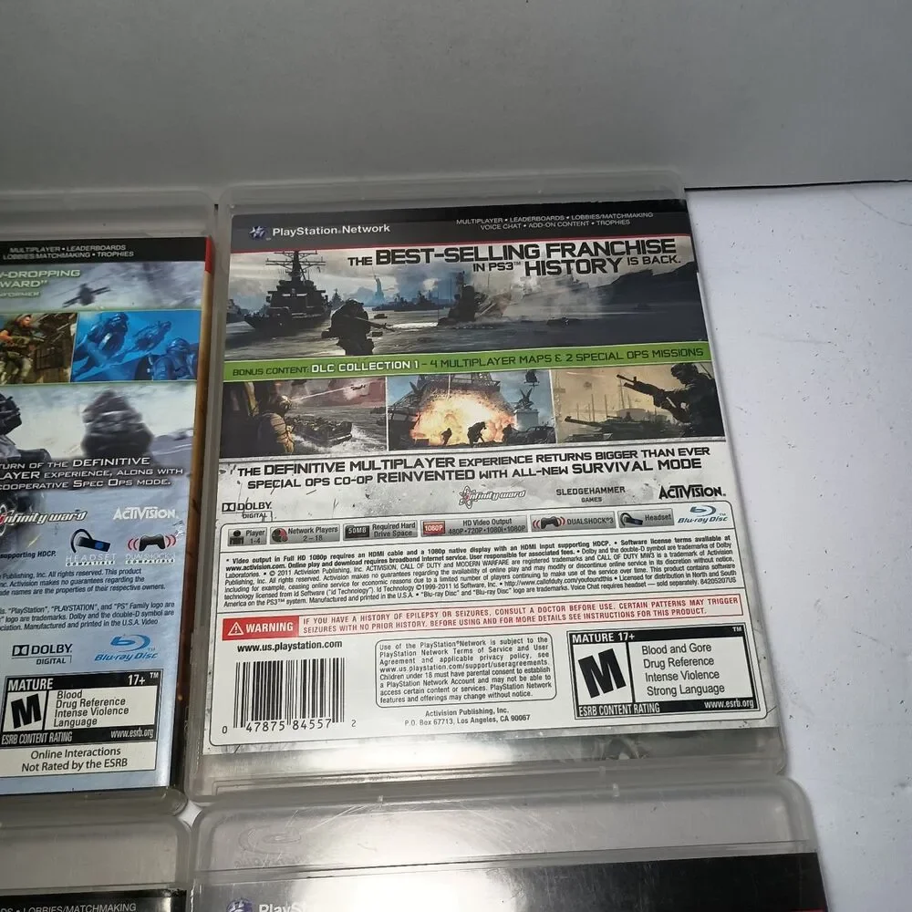 Call of Duty 4 Modern Warfare + 2 + 3 + Ghosts + Black Ops + II PS3 Video Games